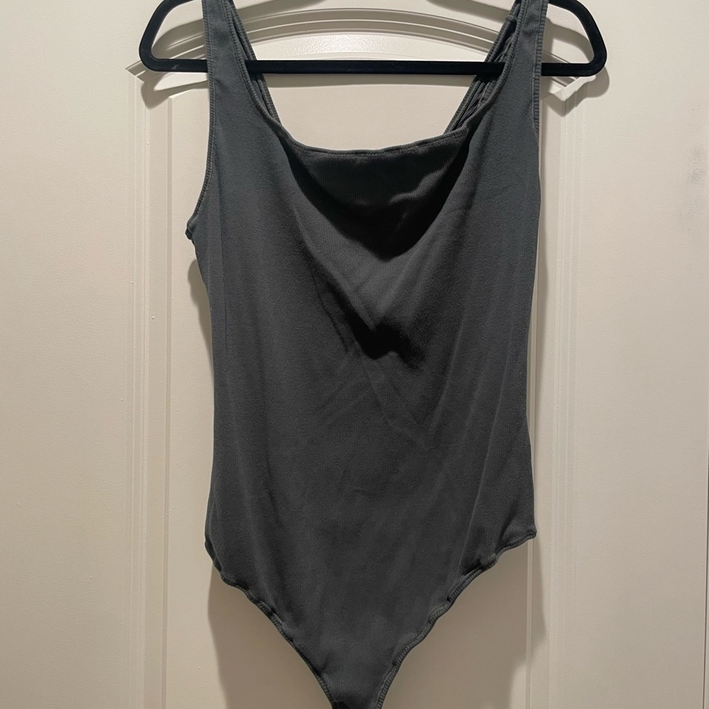 SKIMS Gray Ribbed bodysuit